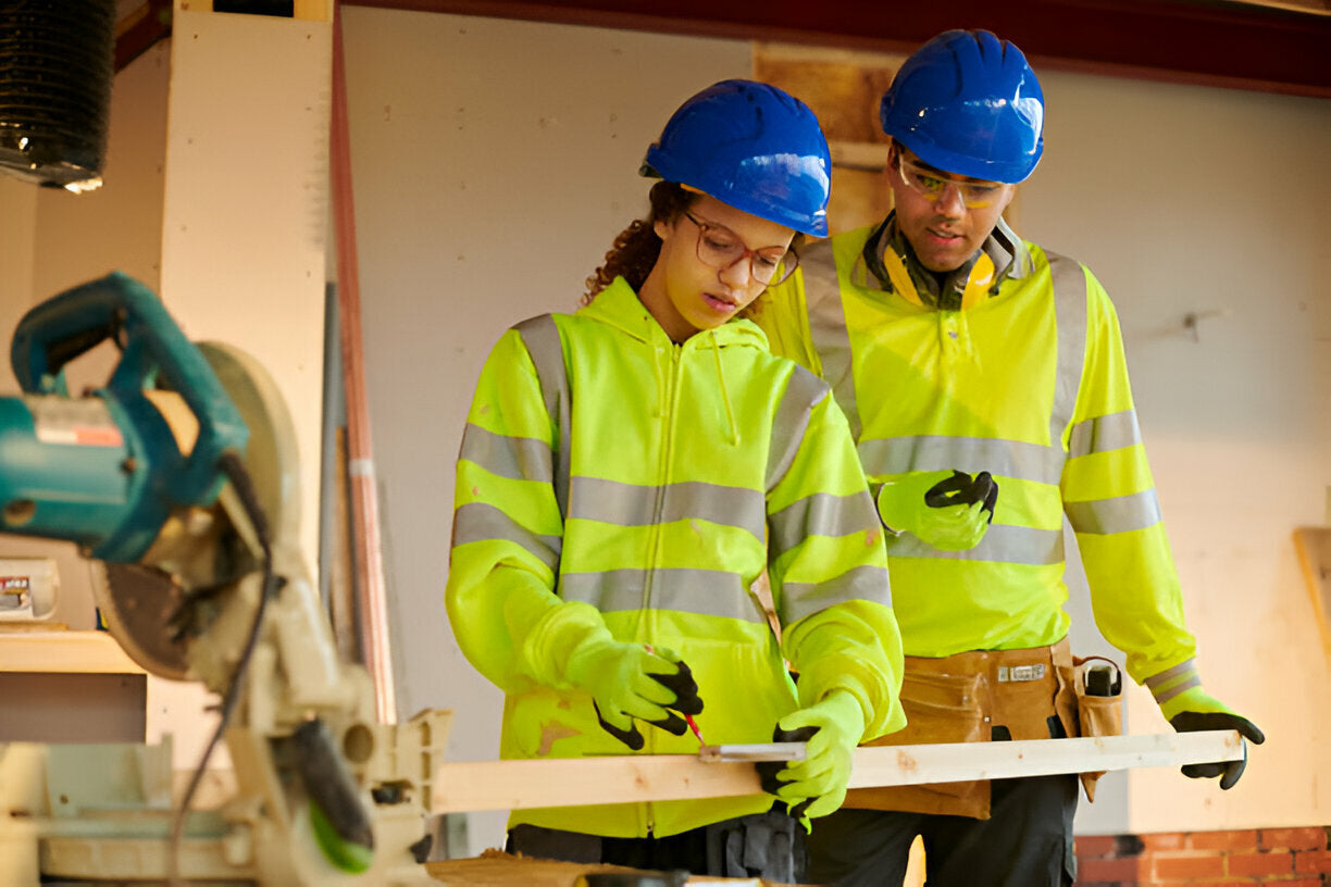Stay Safe and Visible with the Hi-Vis Contrast Tape Bomber Jacket - US368's Reflective Design