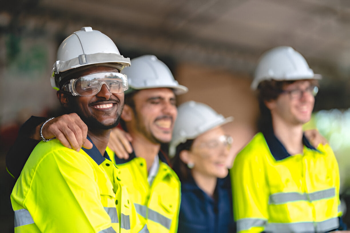 Uses of protective gloves and googles as well as hardhats