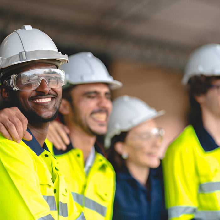 Uses of protective gloves and googles as well as hardhats