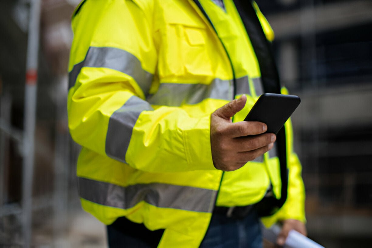 Stay Safe and Visible with the Hi-Vis Contrast Bomber Jacket - UC465 Waterproof Design - Mann Supply