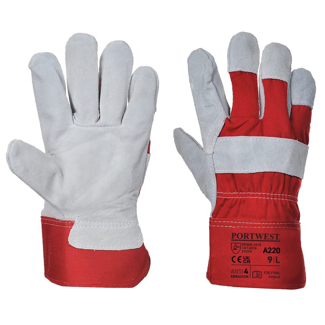 Leather riggers welding gloves with reinforced stitching, Kevlar thread, and a gauntlet cuff for spark protection
