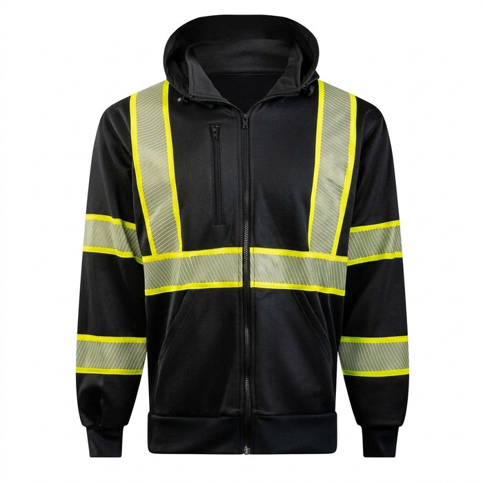 Iona Segmented Tape Zipped Hoodie (Black)- Style CB171