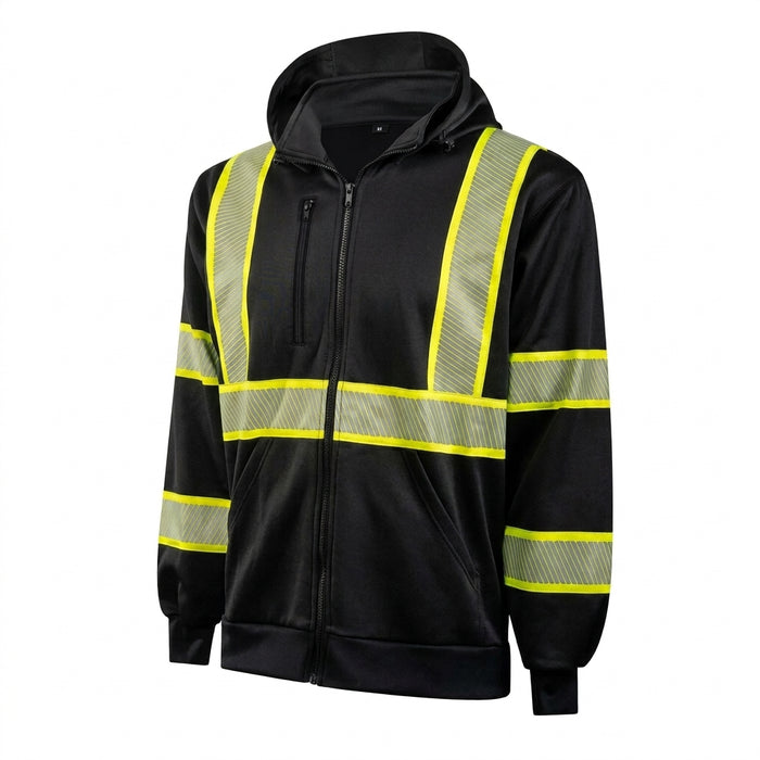 Iona Segmented Tape Zipped Hoodie (Black)- Style CB171