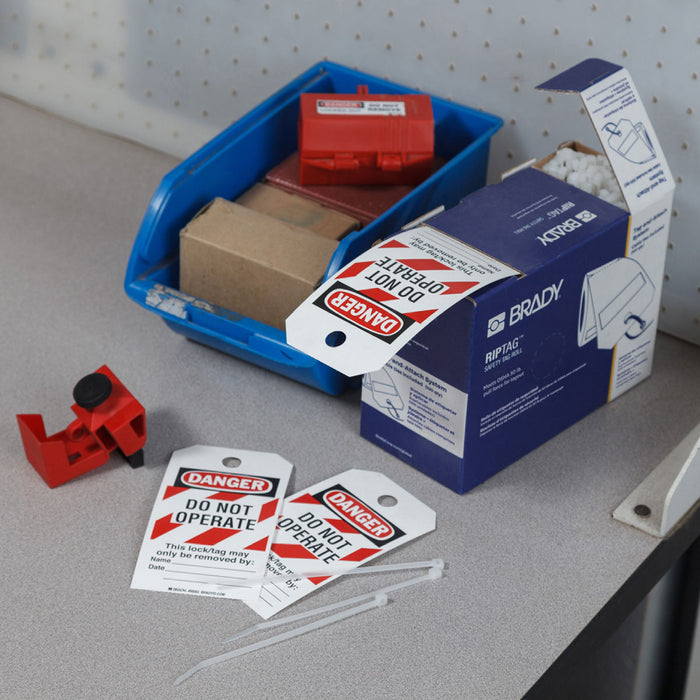 RipTag Danger Do Not Operate Safety Tag Roll with Red Stripes-Lockout Tagout Tags-Brady-[Safety Supply]-Mann Supply