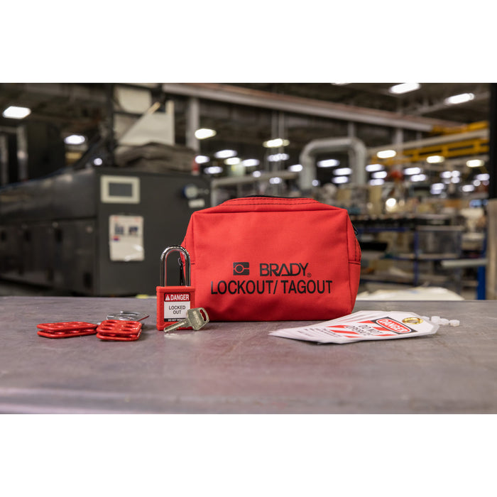 Brady Lockout Tagout Kit with Nylon Safety Padlock in Pouch - 50% Savings Versus Purchased Separately.