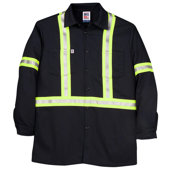 Big Bill Industrial Work Shirt with Reflective Tape - Navy