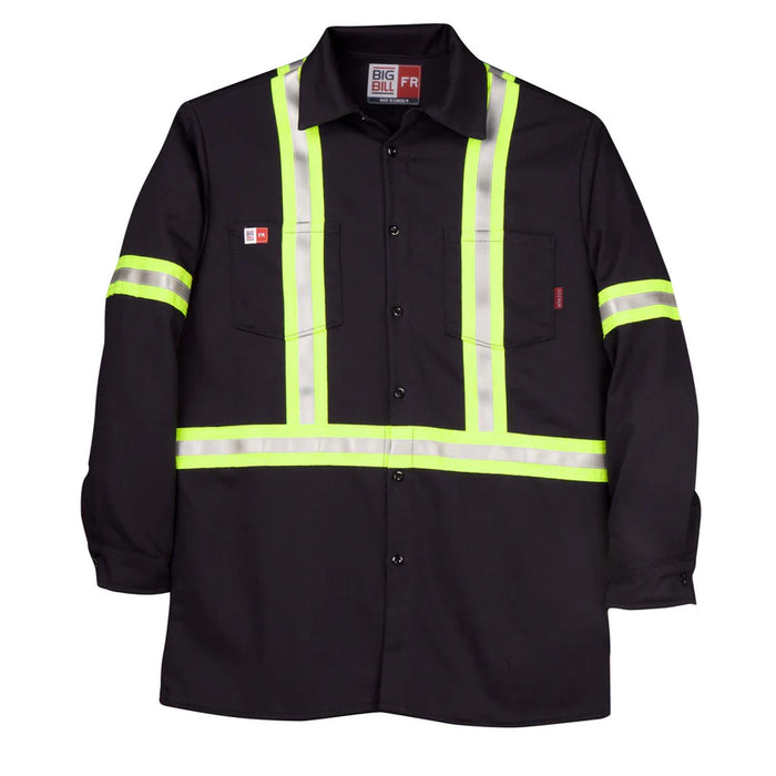 Big Bill FR Industrial Work Shirt with Reflective Tape - Navy