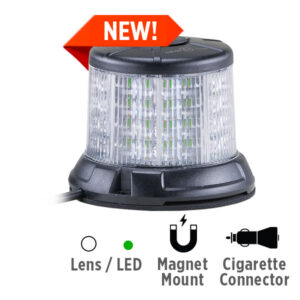 Opti-Luxx 2600 Series 3.5" H x 3.5" D (Base Diameter = 4.3") Clear Lens / Green LED High Profile Beacon (Magnet Mount, Cigarette Lighter Plug)