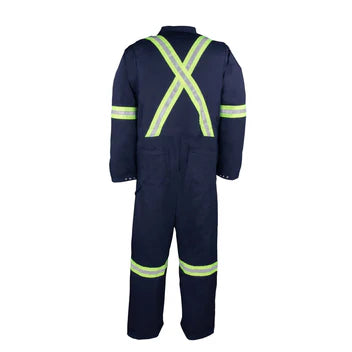 Big Bill 100% Cotton Industrial Work Coverall with Reflective Tape - Navy