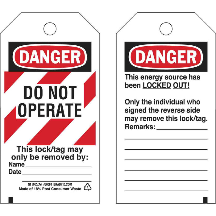 DANGER Do Not Operate Energy Source Lockout Tagout Tags