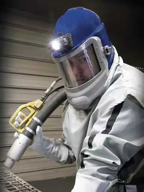 Supplied Air Blast - Supplied Air Blast Type CE Compressed Air Respirator System with GVX Helmet, F30 Continuous Flow & Interchange Fitting