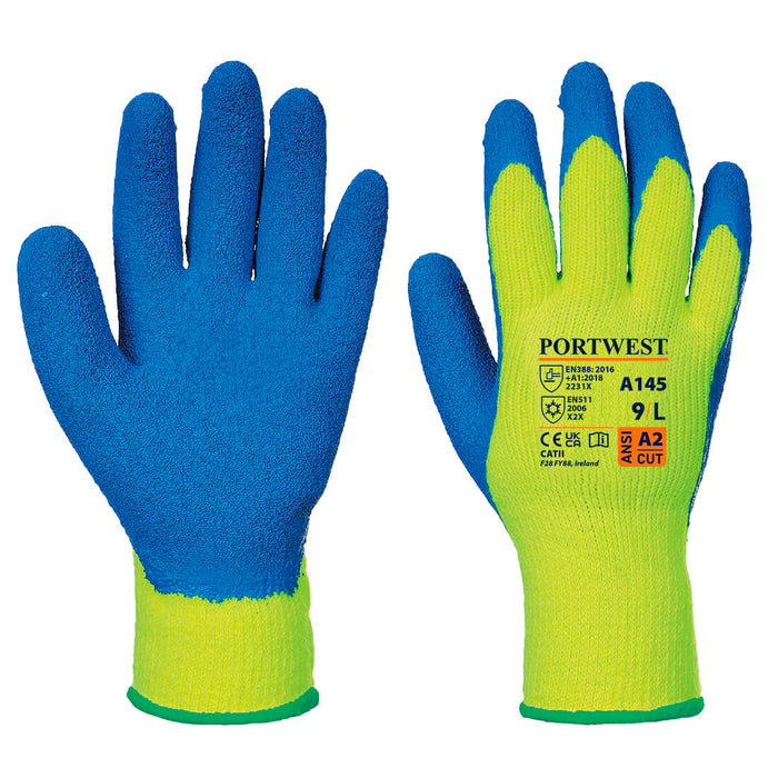 A145 - Cold Grip Glove - Latex Orange/Blue (THIS PRODUCT IS SOLD IN MULTIPLES OF 12)