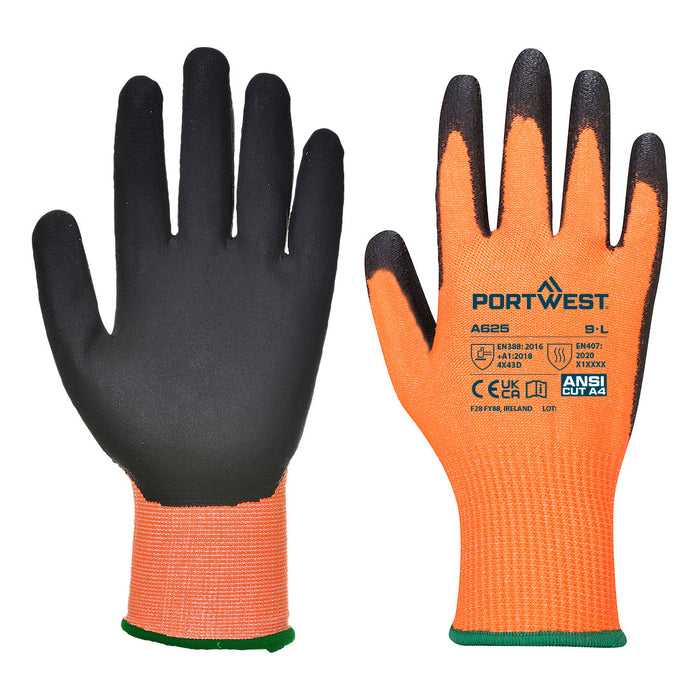 Cut Resistant Hi-Vis Polyurethane Glove A4 - A625 for Industrial Safety, High Visibility, Comfort & Dexterity