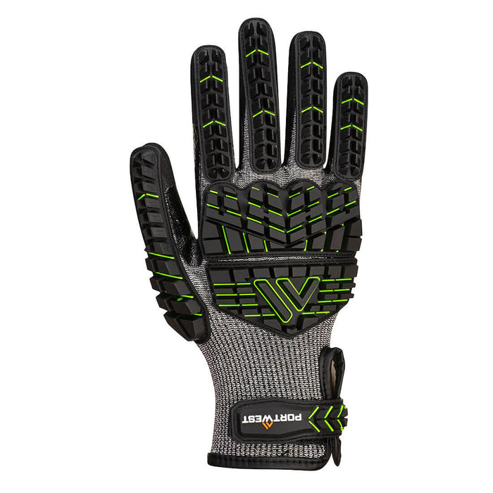 A755 - VHR15 Nitrile Foam Impact Glove Black/Green - A7