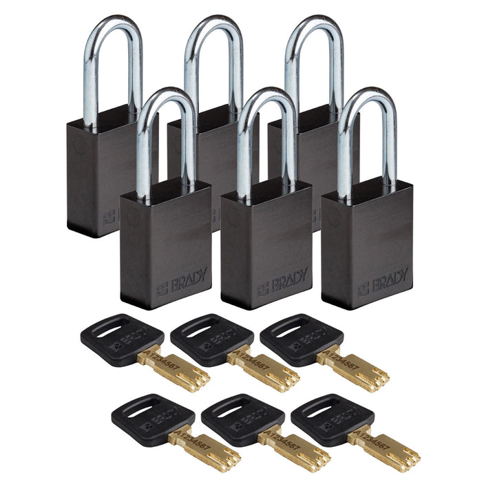 SafeKey Aluminum Lockout Padlocks - Keyed Different-Aluminum Padlocks-Brady-[Safety Supply]-Mann Supply