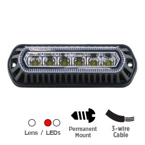 Opti-Luxx AX100 Series 5.5" Oval Clear Lens LED Auxiliary Warning Light – White/Red, Red/Red, or White/White LED (2-Screw Mount, 3-Wire Cable)