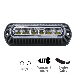 Opti-Luxx AX100 Series 5.5" Oval Clear Lens LED Auxiliary Warning Light – White/Red, Red/Red, or White/White LED (2-Screw Mount, 3-Wire Cable)