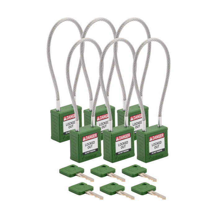 Velocity Nylon Compact Cable Safety Lockout Padlocks - Keyed Alike & Keyed Different