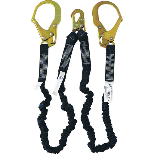 Dingo Core - 4.5-6ft Dual-Leg Internal Shock-Absorbing Elastic Lanyard with Rebar Hooks-Lanyards-Safe Keeper-Mann Supply