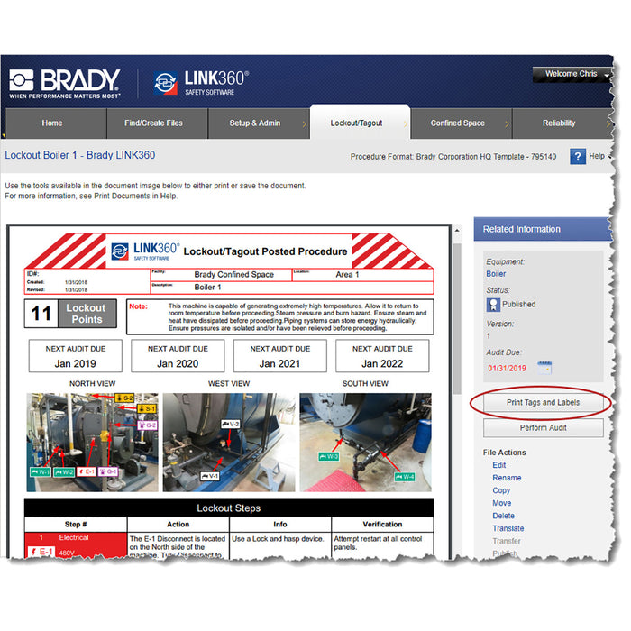 LINK360 Safety Software with BradyPrinter i3300 Printer and Lockout Tagout Materials Kit