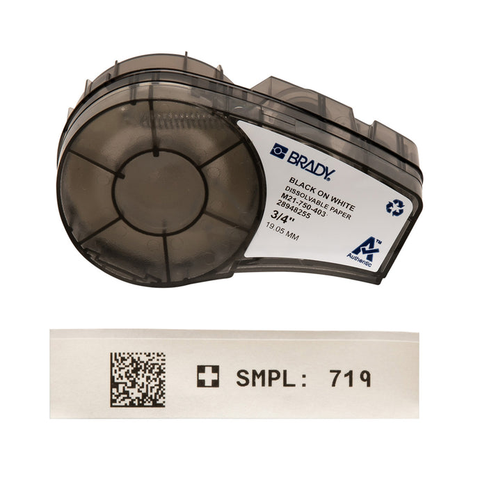 Water Soluble Paper Labels with Ribbon for M21 Printers - 0.5"