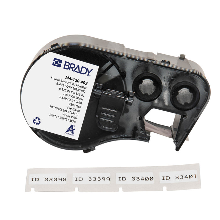 Brady FreezerBondz Ultra-Thin Cryogenic Polyester Laboratory Labels with Ribbon for M4 M5 Printers