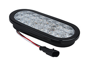 Opti-Luxx 600 Series 6" Oval Clear/Amber Warning Light (Grommet Mount, 3-Pin Amp Connector with Jumper Harness Kit)