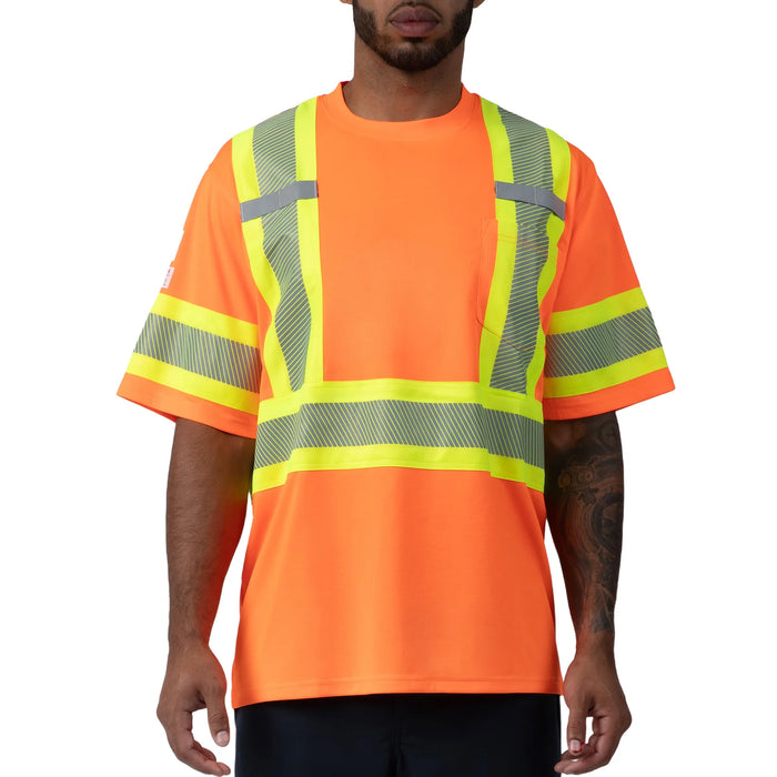 Big Bill High Visibility Lightweight Grid Short Sleeve T-Shirt with 4" Reflective - Orange