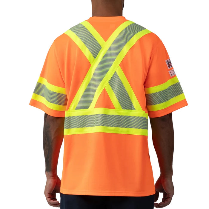 Big Bill High Visibility Lightweight Grid Short Sleeve T-Shirt with 4" Reflective - Orange