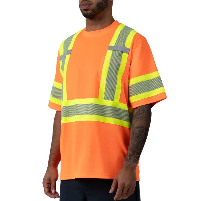 Big Bill High Visibility Lightweight Grid Short Sleeve T-Shirt with 4" Reflective - Orange