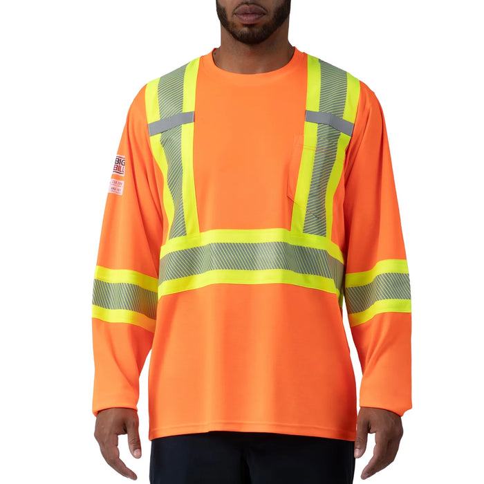 High Visibility Lightweight Grid Long Sleeve T-Shirt with 4" Reflective - Orange