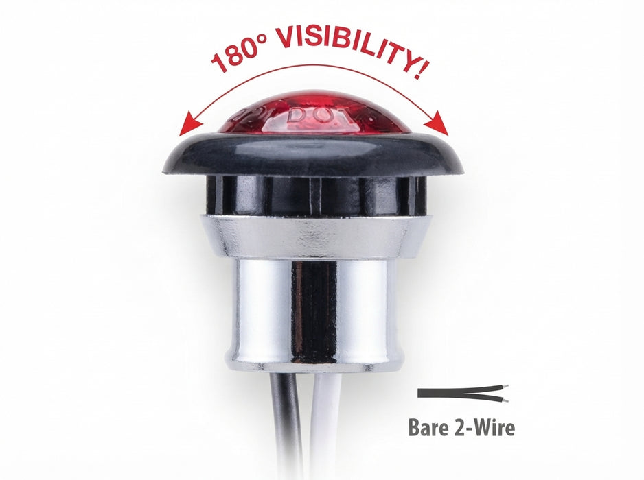Opti-Luxx 185 Series 3/4" Round Corner Marker ( Amber & Red )  with Grommet Mount, Bare 2-Wire Connector