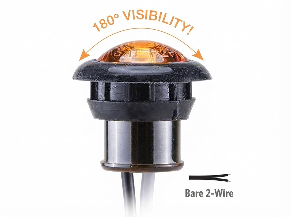 Opti-Luxx 185 Series 3/4" Round Corner Marker ( Amber & Red )  with Grommet Mount, Bare 2-Wire Connector