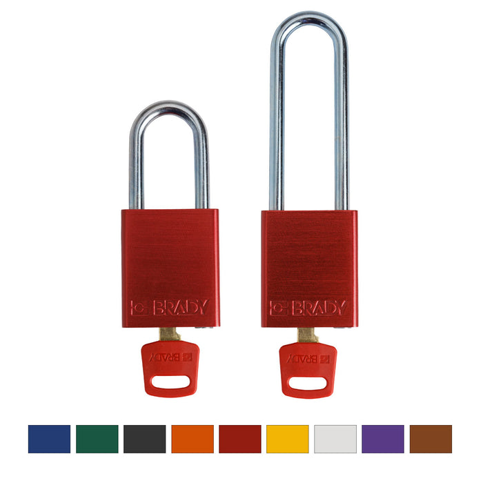 SafeKey Aluminum Lockout Padlocks - Keyed Different-Aluminum Padlocks-Brady-[Safety Supply]-Mann Supply