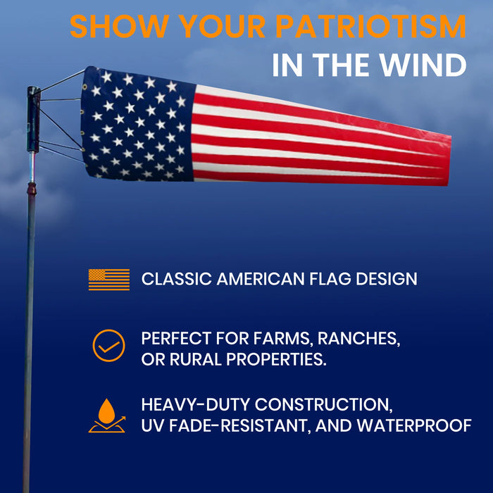 American Flag Heavy-Duty Windsock Outdoor Use