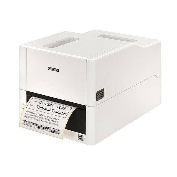 Citizen CL - E321 Compact Label Printer - 300 DPI, USB/Ethernet, Elegant White Design for Shipping & Product Labels - Mann Supply Citizen