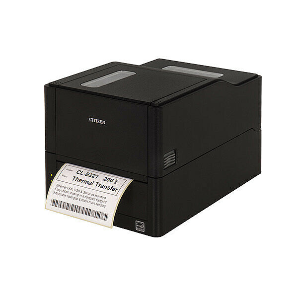 Citizen CL-E321 Label Printer, Black, (203 DPI Resolution)-Desktop Label Printer-Citizen-Universal Serial Bus (USB) / Ethernet Communication / Serial-Black-Mann Supply