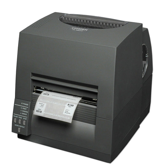 Citizen CL-S631II Label Printer : Direct Thermal / Thermal Transfer, 300 DPI with Serial, USB, Parallel Interfaces, and Cutter-Desktop Label Printer-Citizen-Direct Thermal & Thermal Transfer-Gray-300 DPI-Mann Supply