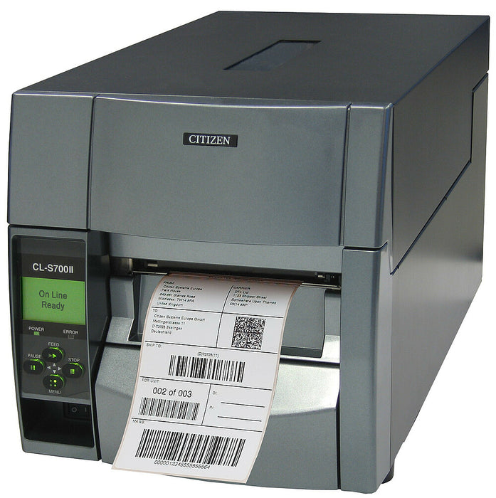 Citizen CL-S703II Label Printer : 300 DPI, with Premium Ethernet Interface.-Desktop Label Printer-Citizen-Direct Thermal & Thermal Transfer-Gray-Mann Supply