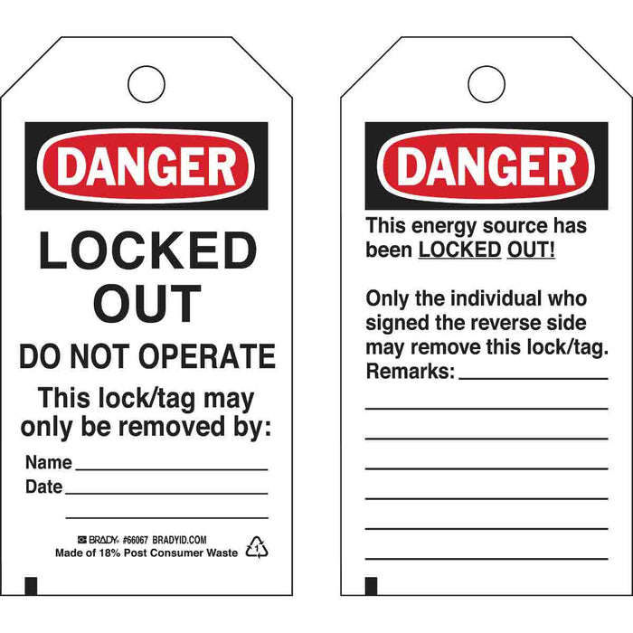 Lockout Tagout Tags - Mann Supply BradyLockout Tagout Tags