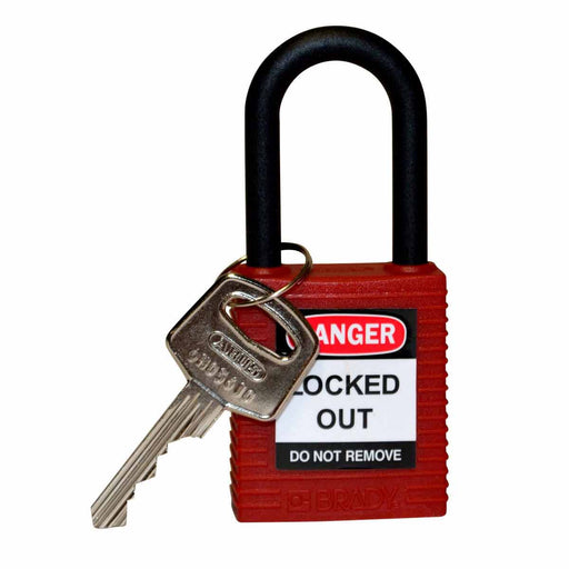 Durable Nylon Lockout Padlocks - 1/4" Shackle, Keyed Different for Maximum Security in Industrial & Commercial Settings - Mann Supply Brady