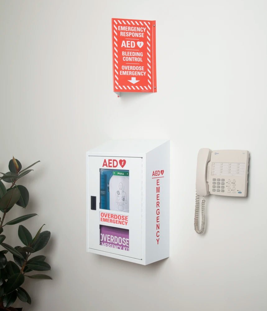 AED and Emergency Response Combination Cabinet with Alarm — Mann Supply