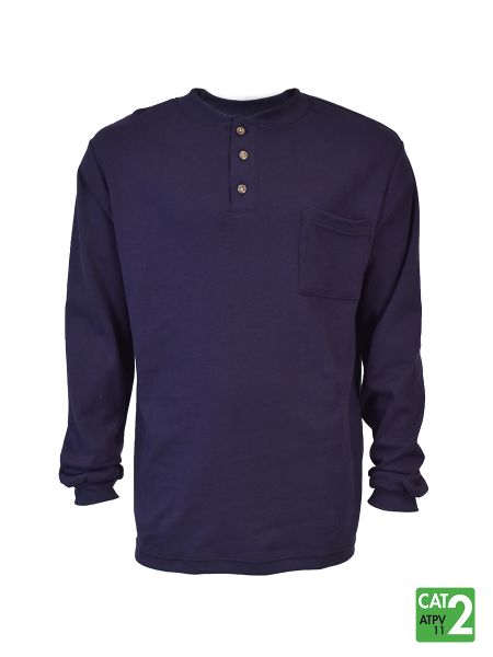 Style 660 - Front Line 6.9 oz Henley Long Sleeve Shirt - Navy