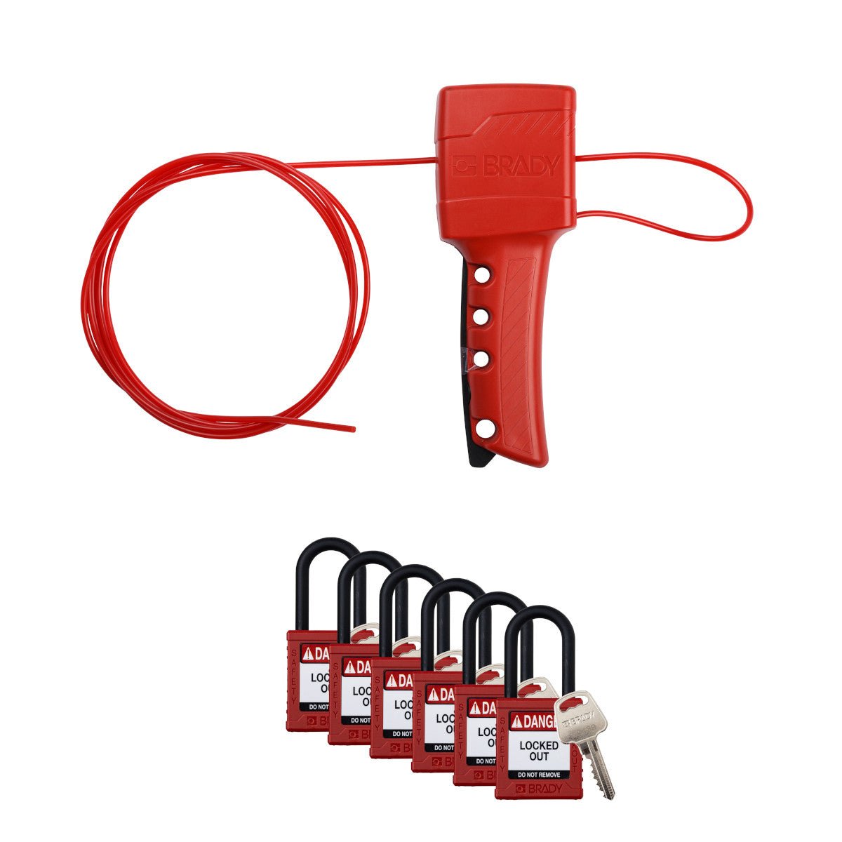 All Purpose Cable Lockout with Nylon Safety Lockout Padlock - 6 Pack ...