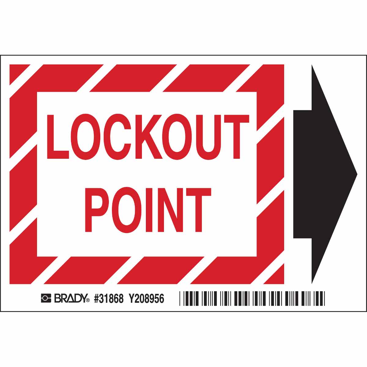 BradyGlo Lockout Point With Arrow Lockout Point Sign - Pack of 5 Label ...