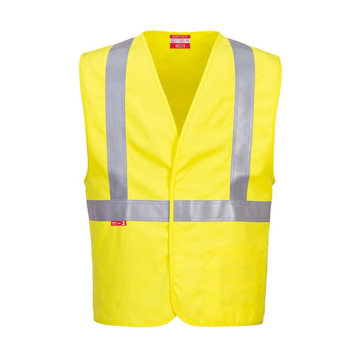NFPA 2112 Fire-Resistant Yellow Woven Safety Vest - Durable, Comfortable Fit with Multiple Pockets for Hazardous Work Environments