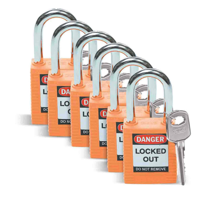 Nylon Lockout Padlocks - Keyed Alike for Industrial Safety, Durable Lightweight Design, Ideal for Lockout/Tagout Applications - Mann Supply Brady