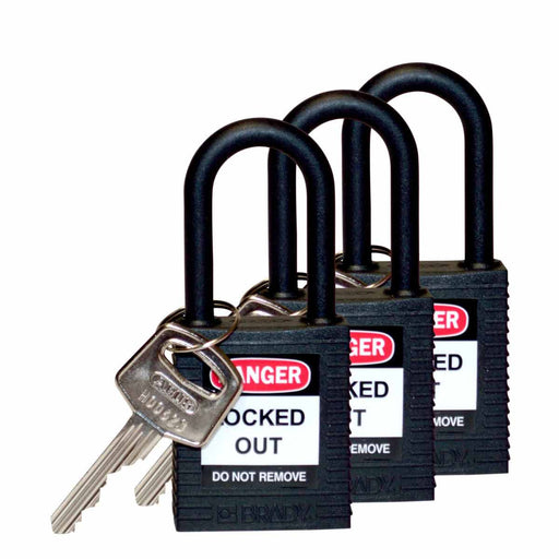 Nylon Lockout Padlocks - Keyed Alike for Industrial Safety, Durable Lightweight Design, Ideal for Lockout/Tagout Applications - Mann Supply Brady