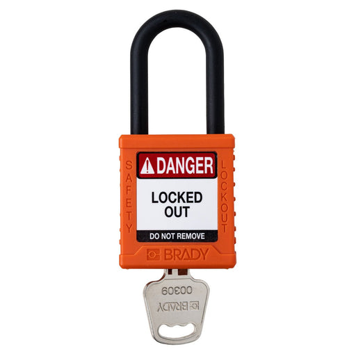 Nylon Safety Lockout Padlocks - Keyed Different, Durable & Visible, 6mm Shackle, Ideal for Industrial Lockout/Tagout Safety - Mann Supply Brady