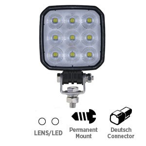 Opti - Luxx WK970 Series 3.9" Square Clear/White Work Light. - Mann Supply Opti - Luxx